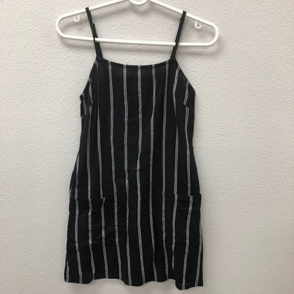 BILLABONG Straight Round Striped Dress Black & White Pockets Size XS - Picture 2 of 10